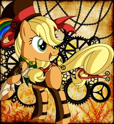 Size: 2000x2160 | Tagged: dead source, safe, artist:0ravensrequiem0, applejack, earth pony, pony, g4, element of honesty, female, solo, steampunk