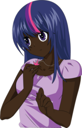 Size: 400x623 | Tagged: safe, artist:sundownglisten, twilight sparkle, human, g4, cutie mark necklace, dark skin, humanized, necklace