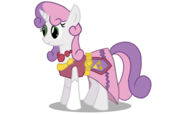 Size: 900x600 | Tagged: safe, artist:undead-niklos, sweetie belle, pony, unicorn, g4, crossover, female, filly, nintendo, princess zelda, the legend of zelda, the legend of zelda: the wind waker, toon zelda, triforce