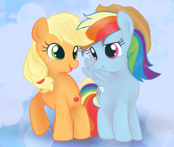 Size: 597x507 | Tagged: safe, artist:gagacorn, applejack, rainbow dash, g4, female, lesbian, ship:appledash, shipping