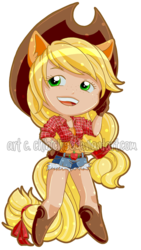 Size: 512x906 | Tagged: safe, artist:chibichise, applejack, human, g4, humanized, tailed humanization