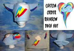 Size: 900x622 | Tagged: safe, artist:grapevinefiresdotcom, rainbow dash, g4, clothes, hat, irl, merchandise, photo