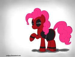 Size: 4000x3000 | Tagged: safe, artist:izelyca, pinkie pie, g4, clothes, cosplay, costume, deadpool, marvel, pinkiepool, simple background