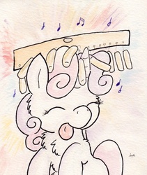 Size: 718x851 | Tagged: safe, artist:slightlyshade, sweetie belle, pony, g4, chimes, female, solo, traditional art