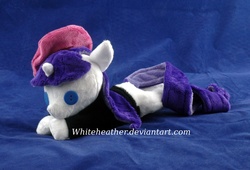 Size: 1875x1278 | Tagged: safe, artist:whiteheather, rarity, pony, g4, beanie (plushie), beatnik rarity, beret, clothes, hat, irl, photo, plushie, solo