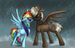 Size: 1781x1133 | Tagged: safe, artist:shippinghadre, dumbbell, rainbow dash, g4, dumbdash, female, male, shipping, straight