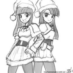 Size: 1280x1280 | Tagged: safe, artist:johnjoseco, limestone pie, marble pie, human, g4, grayscale, humanized, monochrome, pie sisters