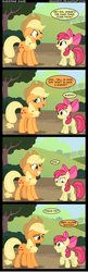 Size: 1046x3213 | Tagged: dead source, safe, artist:veggie55, apple bloom, applejack, earth pony, pony, g4, comic