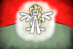 Size: 3315x2219 | Tagged: safe, artist:louis badalament, surprise, pegasus, pony, pony pov series, g1, g4, alex warlorn, fanfic, fanfic art, g1 to g4, generation leap, looking at you, reharmonized ponies, sitting, smiling