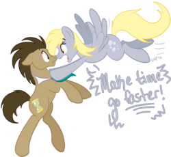 Size: 1261x1158 | Tagged: safe, artist:cluttercluster, derpy hooves, doctor whooves, time turner, earth pony, pegasus, pony, g4, duo, duo male and female, female, male, mare, simple background, stallion, transparent background