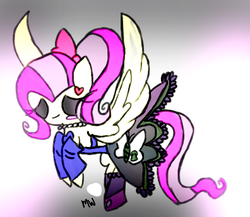 Size: 396x344 | Tagged: safe, artist:ponypocky317, fluttershy, g4, clothes, dress, goth, gothic