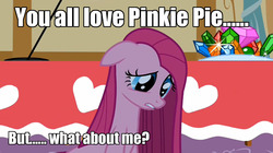 Size: 1280x716 | Tagged: safe, pinkie pie, g4, caption, image macro, meme, pinkamena diane pie, sad