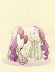 Size: 797x1041 | Tagged: safe, artist:wolfiedrawie, rarity, pony, g4, clothes, female, palindrome get, socks, solo, striped socks, traditional art