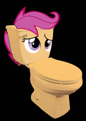 Size: 886x1247 | Tagged: safe, scootaloo, object pony, original species, toilet pony, g4, abomination, but why, cursed image, female, ponified, pun, simple background, solo, toilet, visual pun, wat