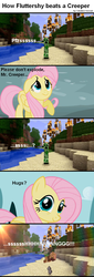 Size: 638x1875 | Tagged: safe, fluttershy, pegasus, pony, g4, caption, comic, creeper, female, mare, minecraft