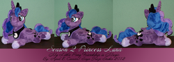 Size: 1054x376 | Tagged: safe, artist:soyo-kaze-studio, princess luna, pony, g4, irl, photo, plushie, prone, solo