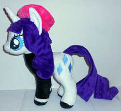 Size: 642x590 | Tagged: safe, artist:sophie scruggs, rarity, pony, g4, beanie (plushie), beatnik rarity, beret, clothes, hat, irl, photo, plushie, solo