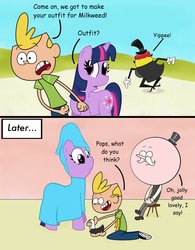 Size: 1678x2146 | Tagged: safe, artist:cartuneslover16, twilight sparkle, g4, comic sans, crossover, fanboy and chum chum, flan, jimmy two-shoes, jimmy two-shoes (character), male, pops maellard, regular show