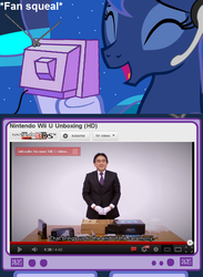 Size: 563x769 | Tagged: safe, princess luna, gamer luna, g4, exploitable meme, meme, nintendo, photo, satoru iwata, tv meme, wii u, wii u gamepad, youtube link