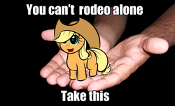 Size: 964x587 | Tagged: safe, applejack, g4, cute, image macro, it's dangerous to go alone, jackabetes, take this, the legend of zelda