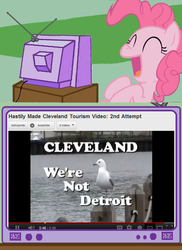 Size: 562x770 | Tagged: safe, pinkie pie, earth pony, pony, g4, exploitable meme, funny, laughing, meme, tv meme, youtube link