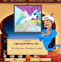 Size: 573x585 | Tagged: safe, lightning bolt, white lightning, pegasus, pony, g4, akinator, female, mare