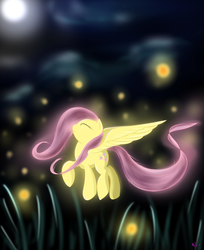 Size: 2274x2783 | Tagged: safe, artist:pon-ea, fluttershy, firefly (insect), g4, night