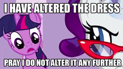 Size: 640x360 | Tagged: safe, rarity, twilight sparkle, g4, glasses, image macro, robot chicken, star wars