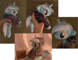Size: 5816x4488 | Tagged: dead source, safe, artist:epicrainbowcrafts, lyra heartstrings, fanfic:background pony, g4, absurd resolution, beanie (plushie), clothes, hoodie, irl, photo, plushie
