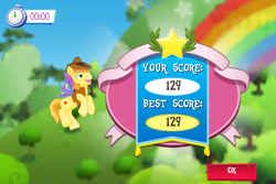Size: 960x640 | Tagged: safe, gameloft, screencap, braeburn, earth pony, pony, g4, my little pony: magic princess, clear the skies, glimmer wings, male, stallion, wings