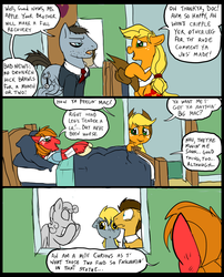 Size: 827x1025 | Tagged: safe, artist:metal-kitty, applejack, big macintosh, derpy hooves, doctor whooves, time turner, earth pony, pony, comic:mlp project, g4, comic, crossover, doctor who, gregory house, hospital, house m.d., male, ponified, stallion, the doctor, weeping angel, weeping pegasus