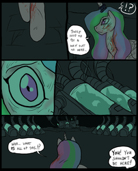 Size: 827x1025 | Tagged: safe, artist:metal-kitty, princess celestia, comic:mlp project, g4, comic, cryopod, looking at something, starflare, wide eyes