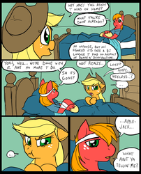 Size: 827x1025 | Tagged: safe, artist:metal-kitty, applejack, big macintosh, earth pony, pony, comic:mlp project, g4, comic, hospital, male, scrunchy face, stallion