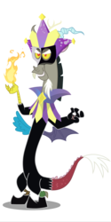 Size: 1000x2000 | Tagged: safe, artist:mrflabbergasted, discord, g4, cosplay, costume, crossover, dimentio, fire, fireball, nintendo, paper mario, simple background, super mario bros., super paper mario, transparent background, vector, video game