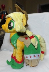 Size: 2297x3361 | Tagged: safe, artist:cryptic-enigma, applejack, earth pony, pony, g4, clothes, dress, gala, gala dress, irl, photo, plushie, solo