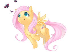 Size: 800x590 | Tagged: safe, artist:horrordance, fluttershy, butterfly, pony, g4, female, solo