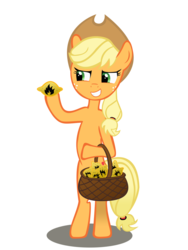 Size: 1024x1365 | Tagged: safe, artist:sonicrainpwn, applejack, earth pony, pony, g4, applejack's hat, bipedal, combustible lemon, cowboy hat, crossover, female, hat, lemon, mare, portal (valve), portal 2, simple background, solo, transparent background