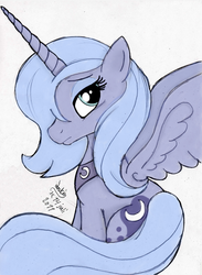 Size: 880x1200 | Tagged: safe, artist:joakaha, edit, princess luna, pony, g4, colored, female, s1 luna, sitting, solo