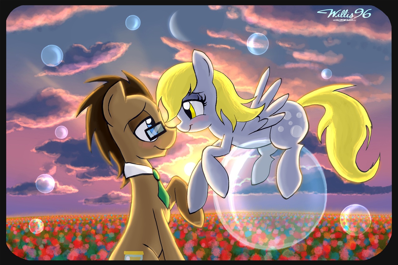 safe, artist:walliscolours, derpy hooves, doctor whooves, time turner, eart...