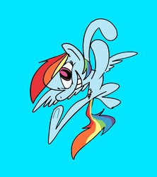 Size: 1203x1352 | Tagged: safe, artist:pencil test, rainbow dash, pegasus, pony, g4, blue background, female, mare, open mouth, simple background, smiling, solo, spread wings, wings