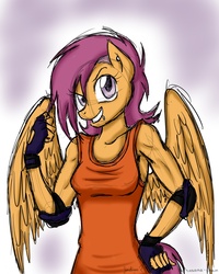 Size: 1200x1500 | Tagged: safe, artist:hasana-chan, scootaloo, anthro, g4, older, piercing