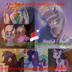 Size: 900x900 | Tagged: safe, artist:obiwanthewiseass, princess luna, twilight sparkle, oc, alicorn, kaiju, pony, g4, crossover, disney villains, godzilla, godzilla (series), morgana, prince john, ursula