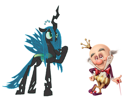 Size: 872x696 | Tagged: safe, queen chrysalis, changeling, g4, comparison, king candy, wreck-it ralph
