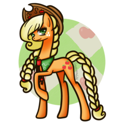 Size: 1000x1000 | Tagged: safe, artist:sandra626, applejack, earth pony, pony, g4, alternate hairstyle, braided tail, female, hat, raised hoof, solo