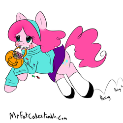 Size: 1200x1200 | Tagged: safe, artist:fatcakes, pinkie pie, earth pony, pony, g4, braces, clothes, costume, gravity falls, mabel pines, male, nightmare night, summerween
