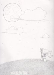 Size: 916x1280 | Tagged: safe, artist:theebonyheart, princess luna, pony, g4, female, monochrome, sketch, solo