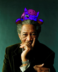 Size: 646x800 | Tagged: safe, fluffy pony, human, fluffcast, fluffy pony original art, irl, morgan freeman, photo, ponies in real life