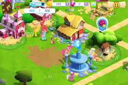 Size: 960x640 | Tagged: safe, gameloft, apple bloom, big macintosh, carrot cake, cheerilee, cup cake, derpy hooves, pinkie pie, scootaloo, earth pony, pony, g4, my little pony: magic princess, element of laughter, female, game, harmony stones, male, mare, stallion, sweet apple acres