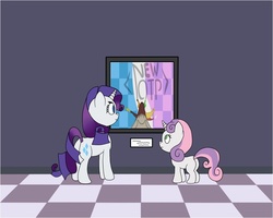 Size: 902x722 | Tagged: safe, discord, rarity, sweetie belle, g4, exploitable meme, museum meme, otp, picture