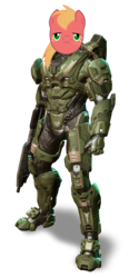 Size: 607x1311 | Tagged: safe, big macintosh, earth pony, pony, g4, armor, big chief, crossover, frown, gun, halo (series), halo 4, male, master chief, powered exoskeleton, simple background, stallion, transparent background